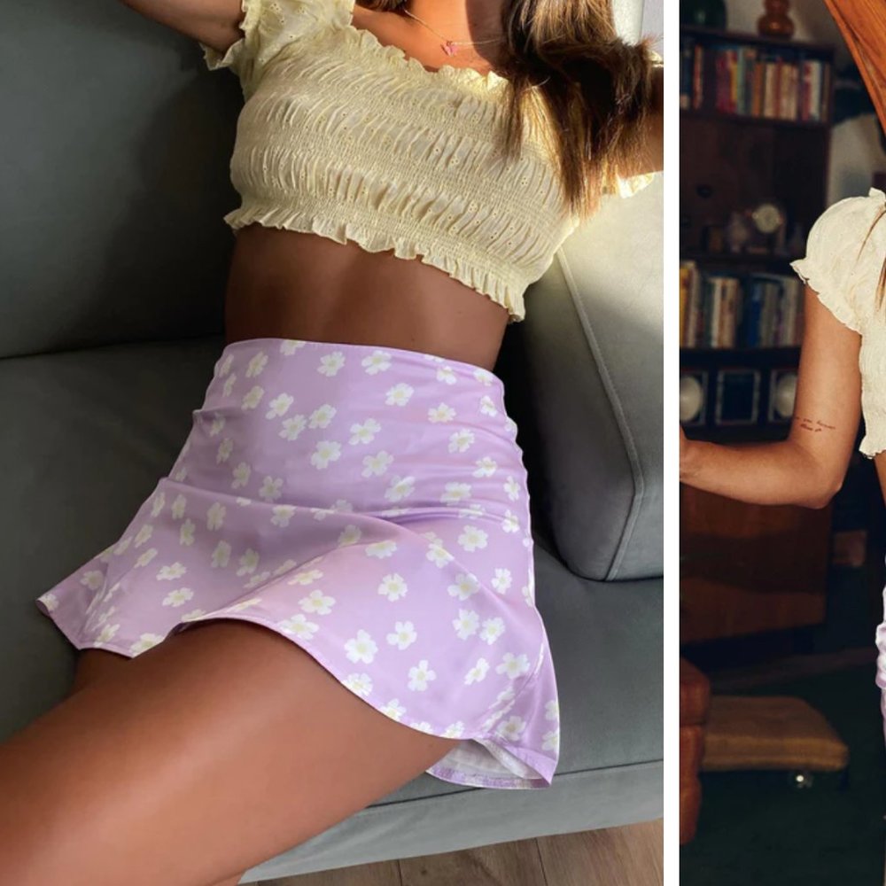 Princess Polly Floral Purple & White Olton Mini Skirt (2)